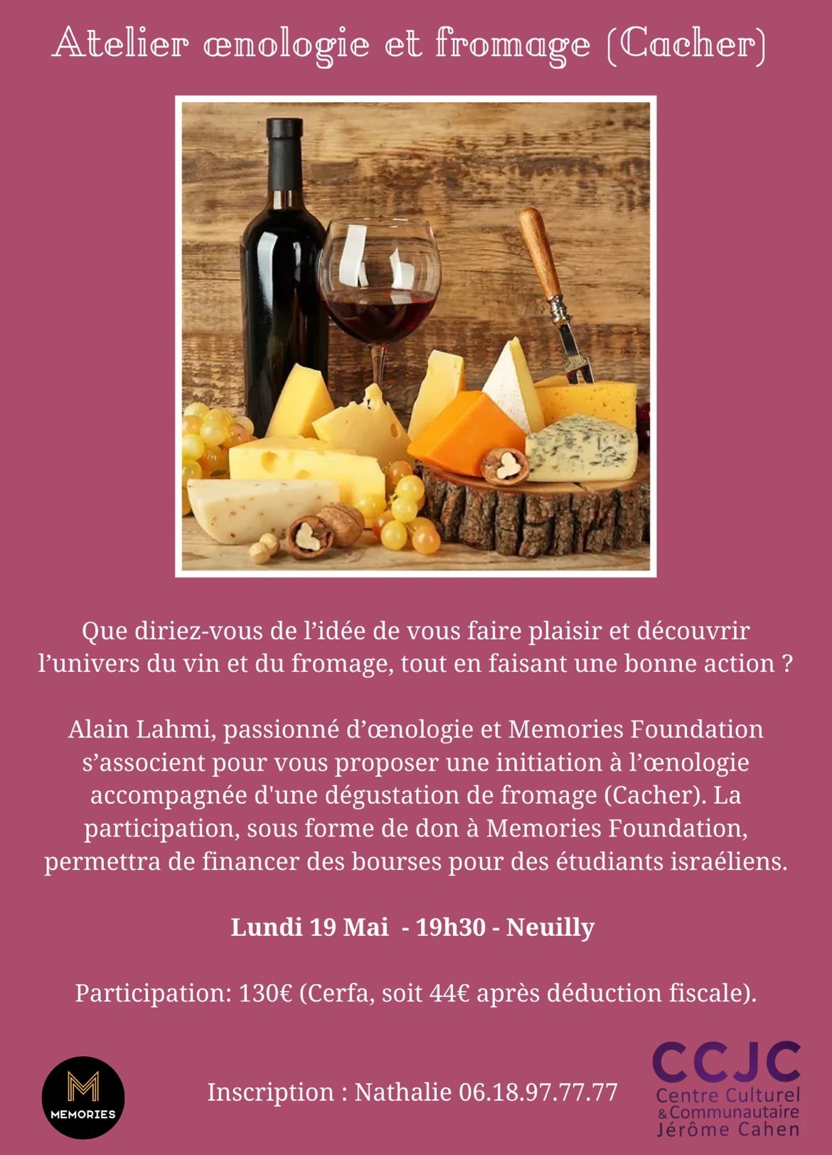 Atelier œnologie - 19/05 - 19h30- CCJC Neuilly - photo principale